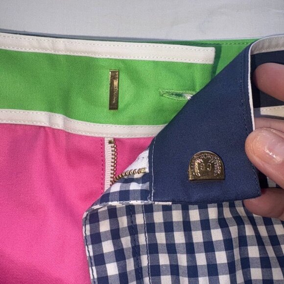 Vintage Lilly Pulitzer White Tag Patchwork Skirt Navy Green Pink Gingham sz. 10 - Picture 4 of 11